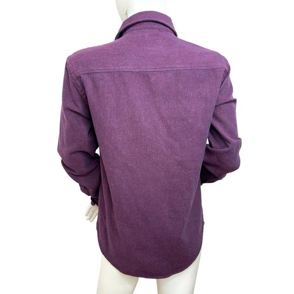 Zara Women’s Shirt Button Down Purple S Long Sleeves Collar Rounded Hem Cotton - Picture 3 of 10